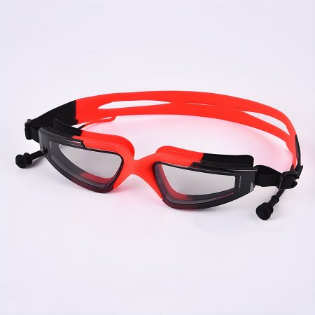 نظارة سباحة مع سدادة أذن - احمر + اسود